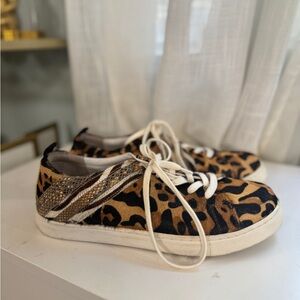 Leopard Print Calf Hair Sneakers